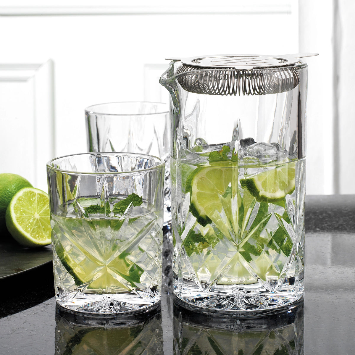 Dublin Crystal Pitcher and Strainer Set