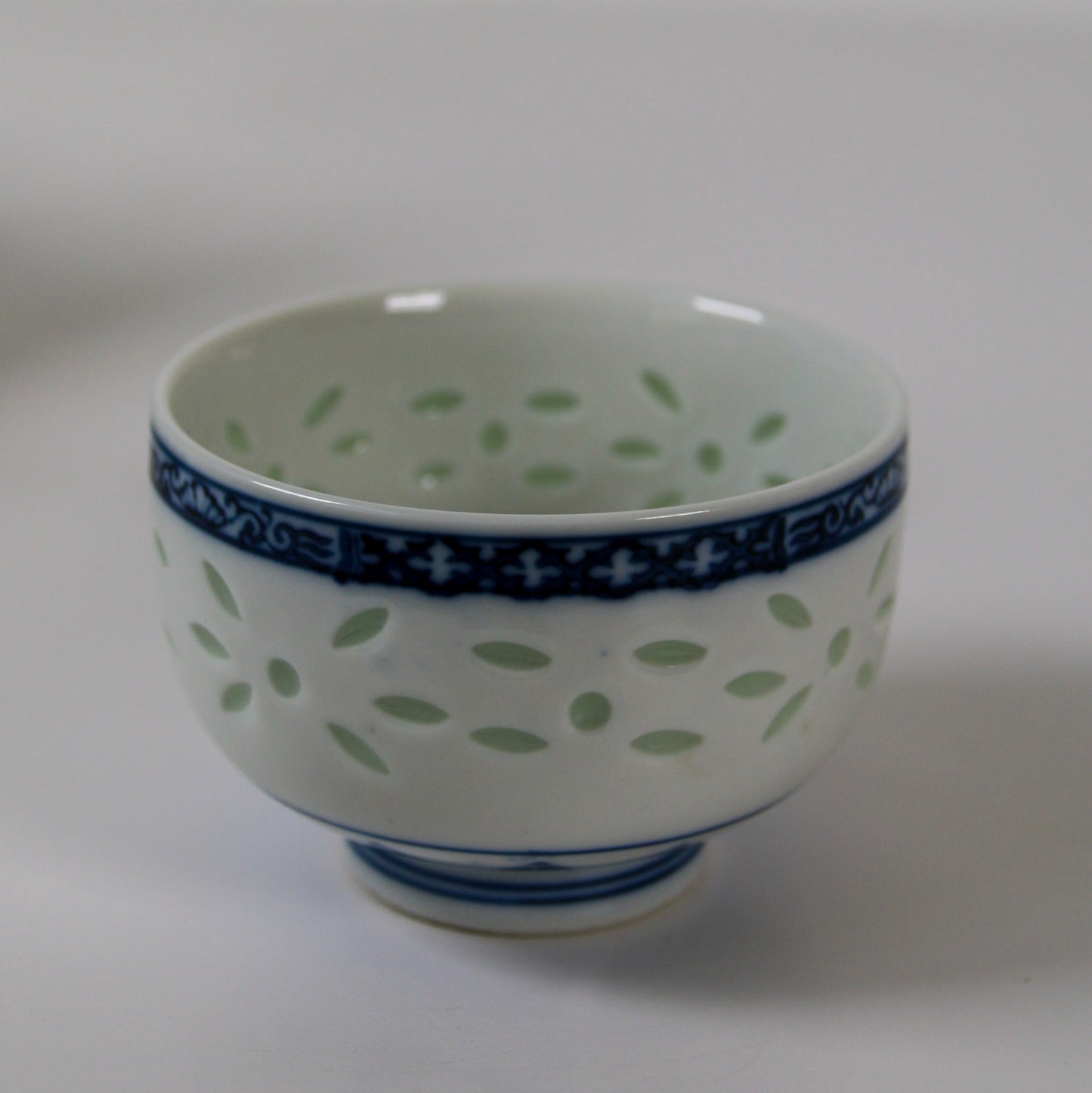 Vintage Chinese Blue & White Rice Grain Porcelain Tea Cups, set of 6