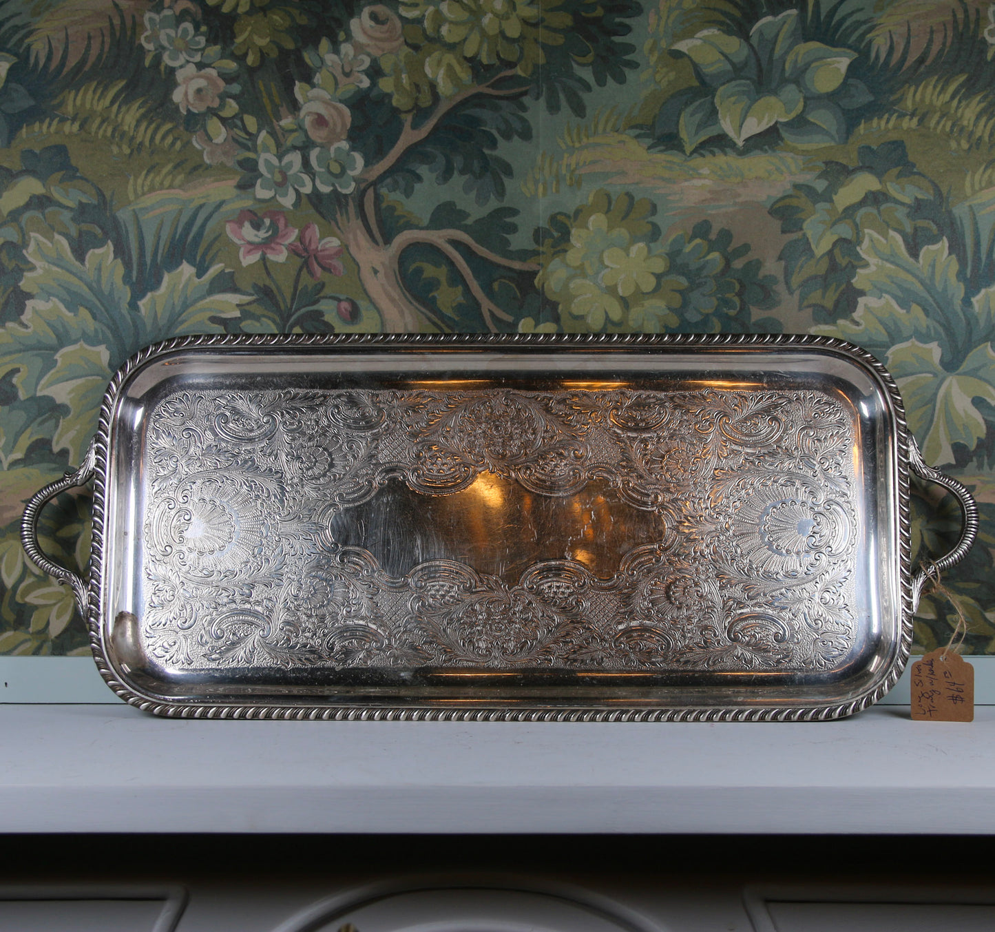 Long Silver Tray with Handles