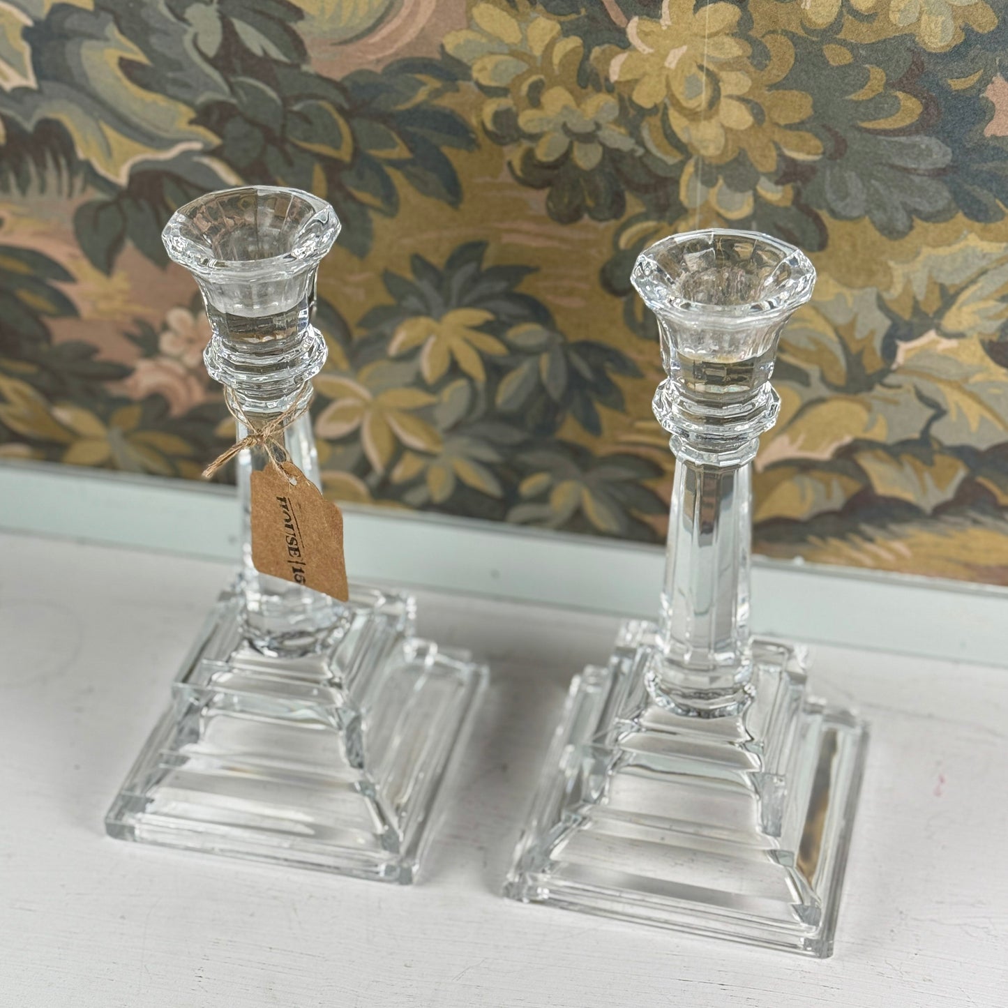 Crystal Candlestick Pair, 8"