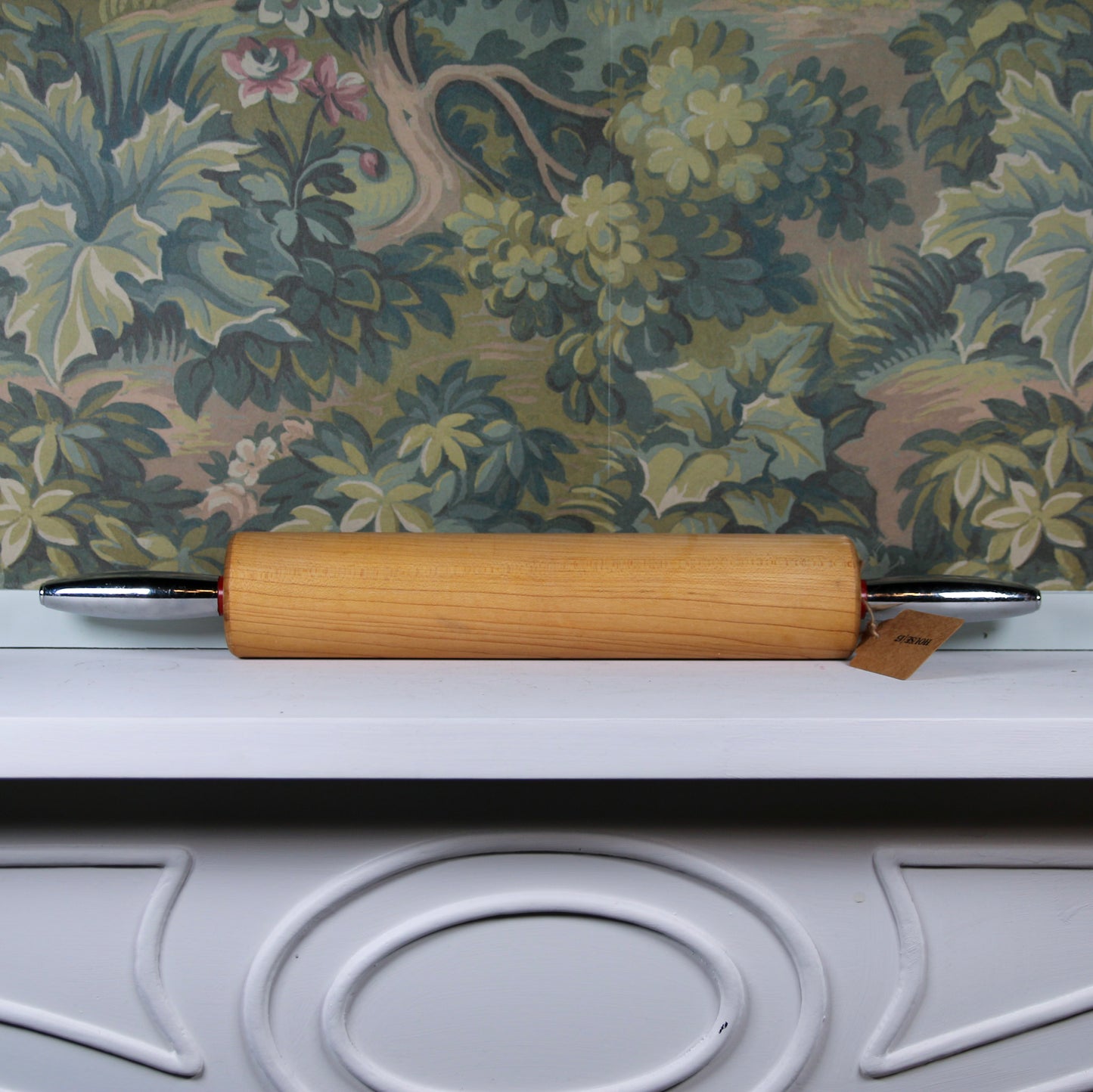Vintage Rolling Pin with Silver Handles