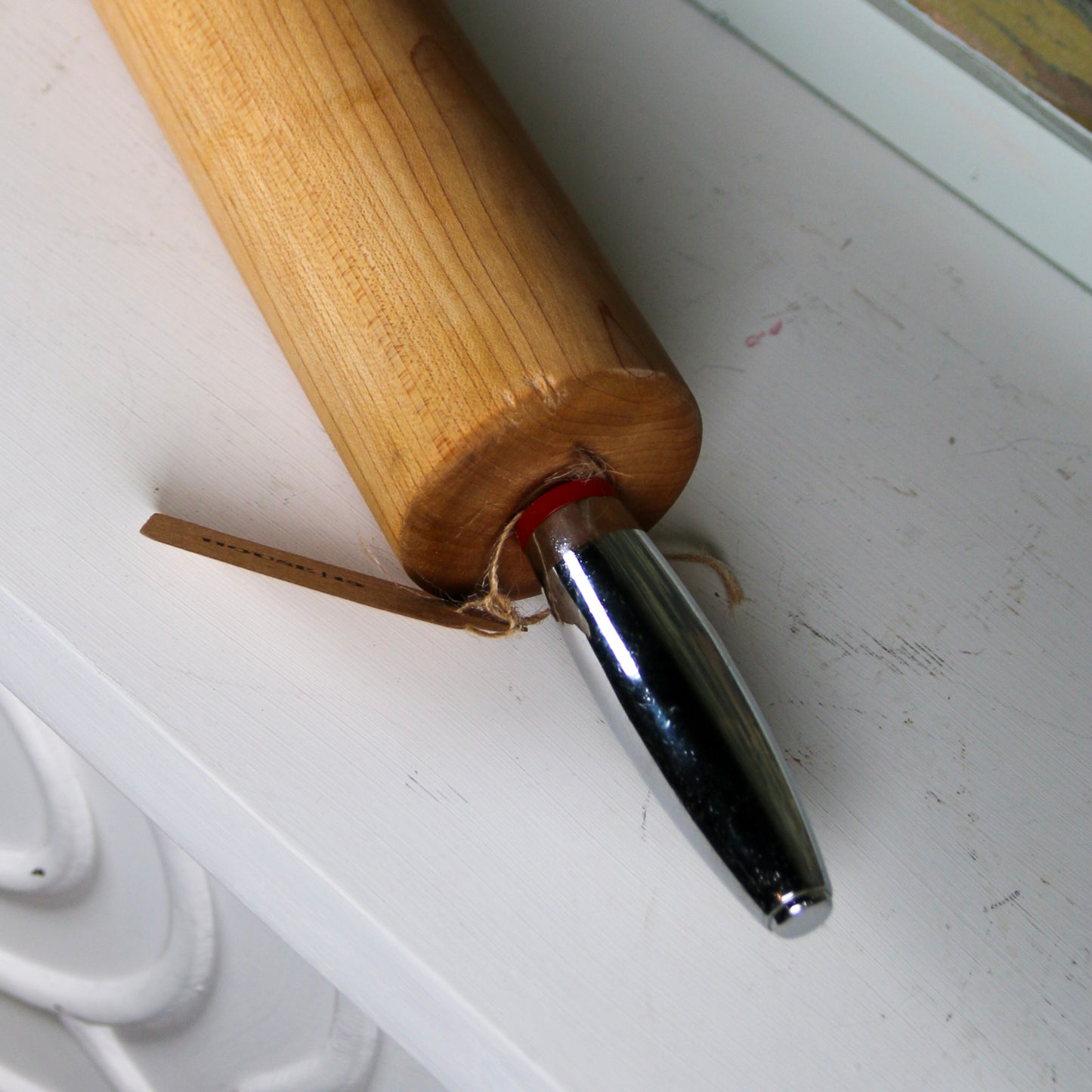 Vintage Rolling Pin with Silver Handles