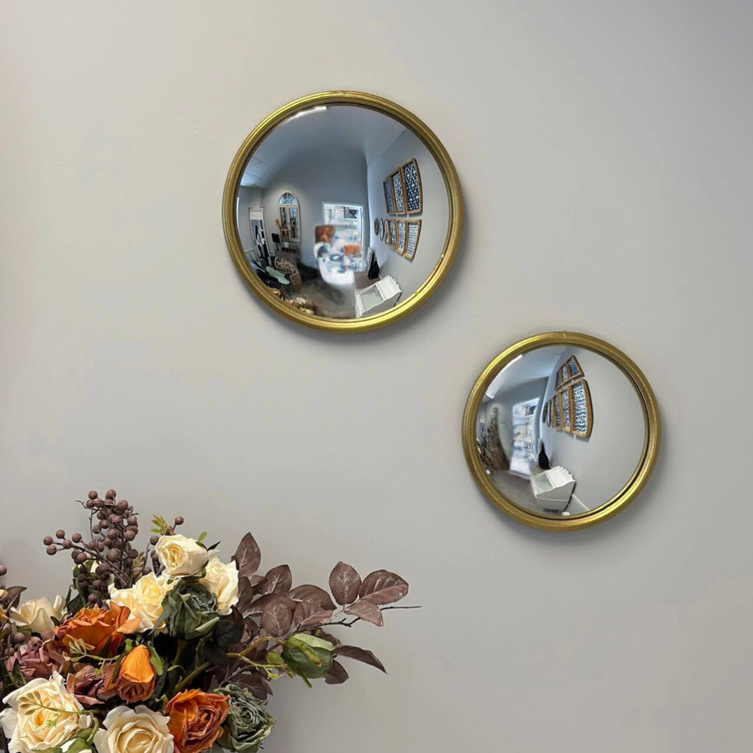 Gold Round Convex Mirror