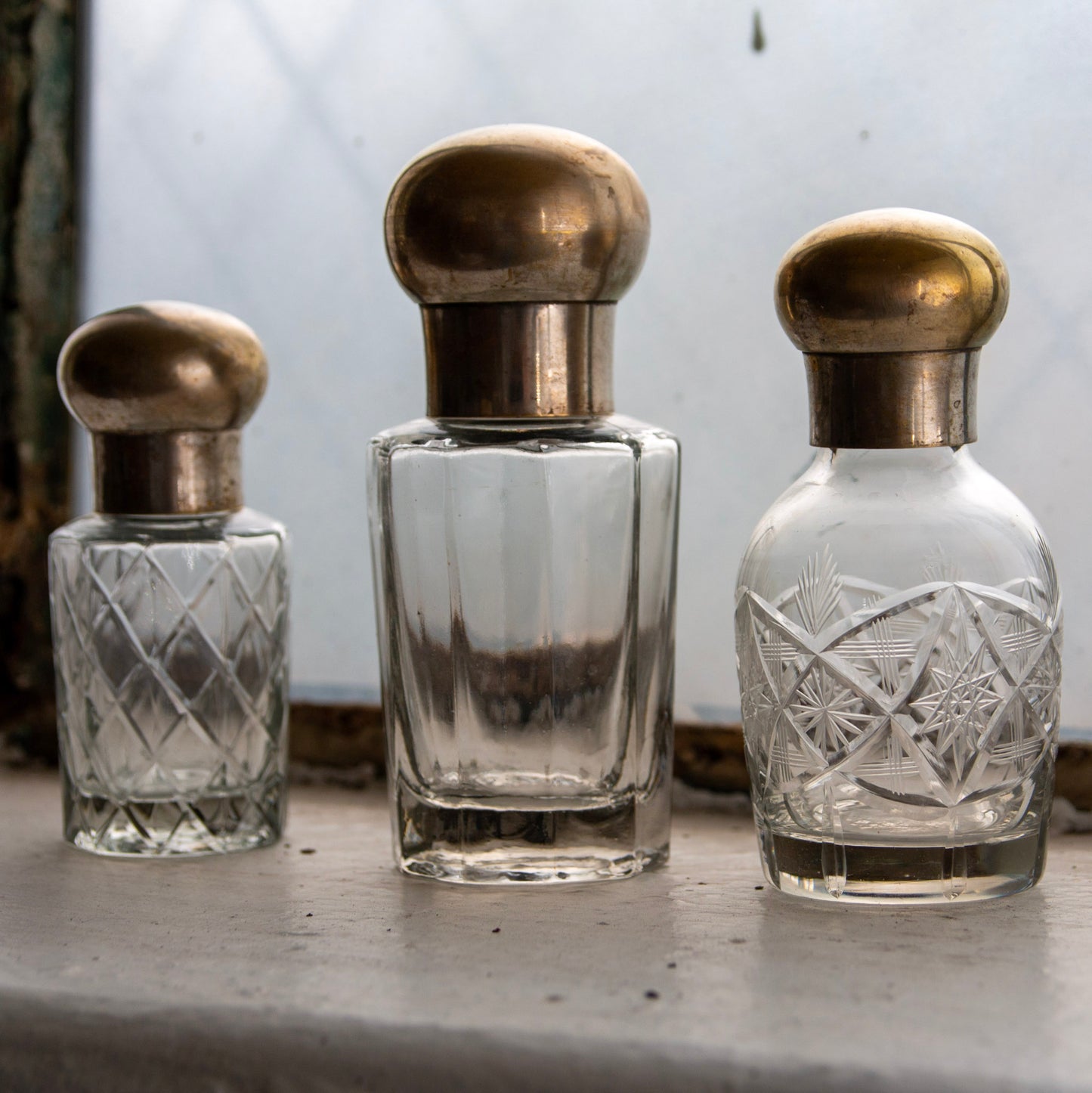 Antique Perfume Vanity Bottle, Set of 3