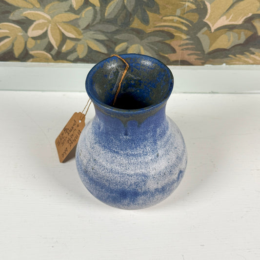 Vintage Blue & White Pottery Vase