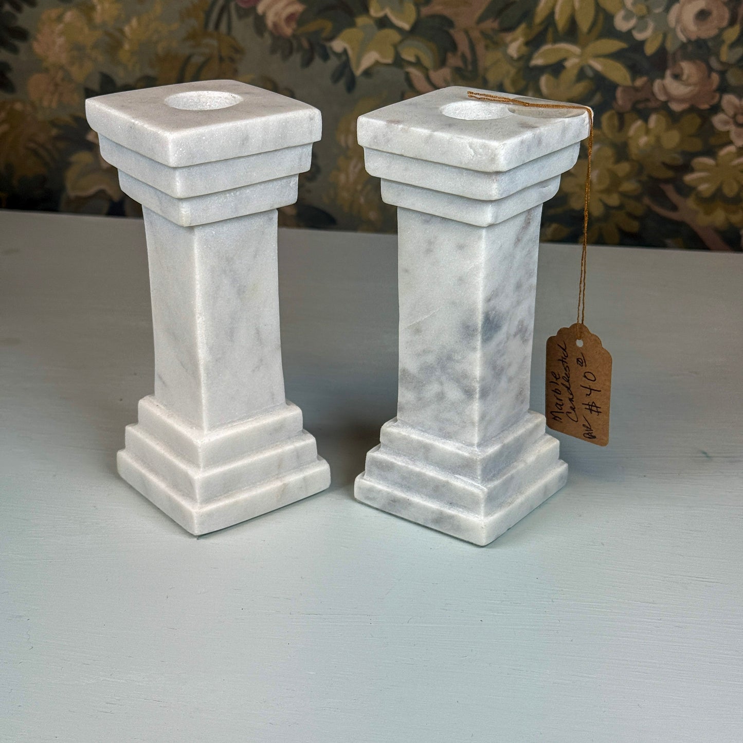 Marble Candlestick Pair