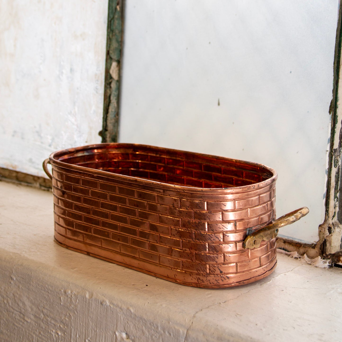Vintage Hammered Oval Planter