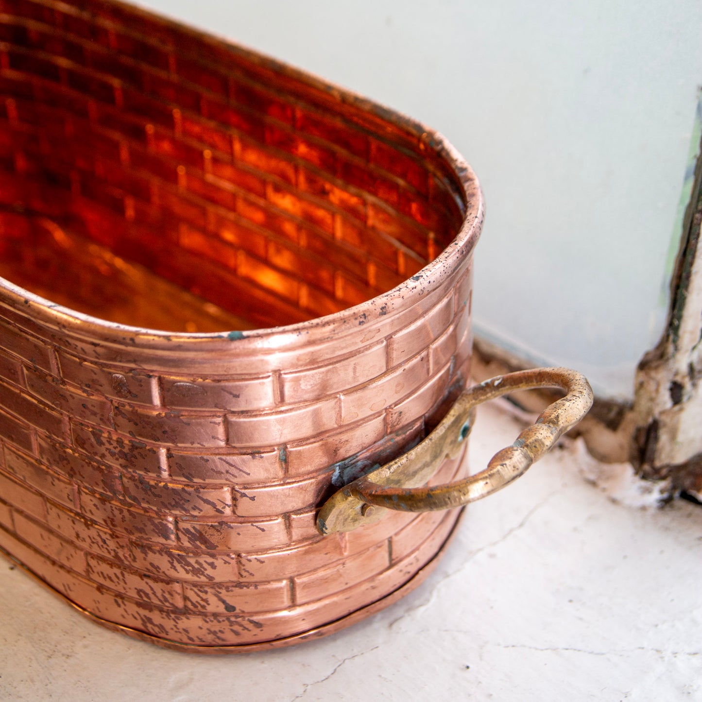 Vintage Hammered Oval Planter