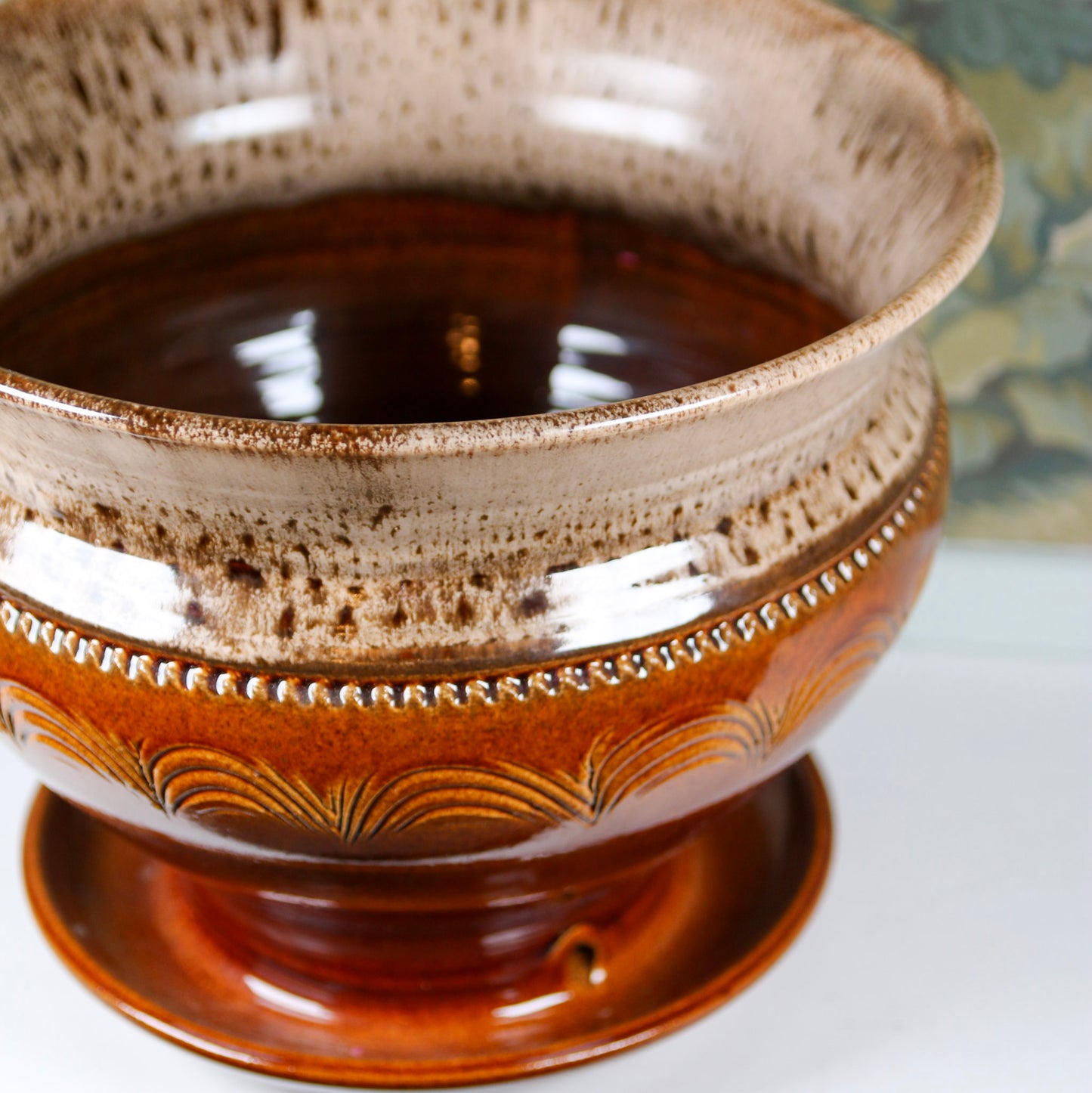 MCM Brown Pottery Planter with Drainage