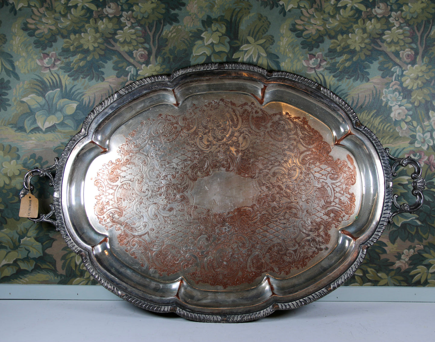 Large Silver Tray with Handles
