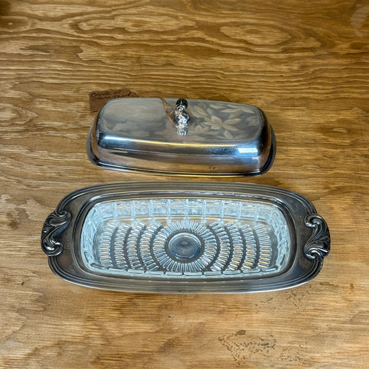 Oneida Butter Dish with Glass Insert