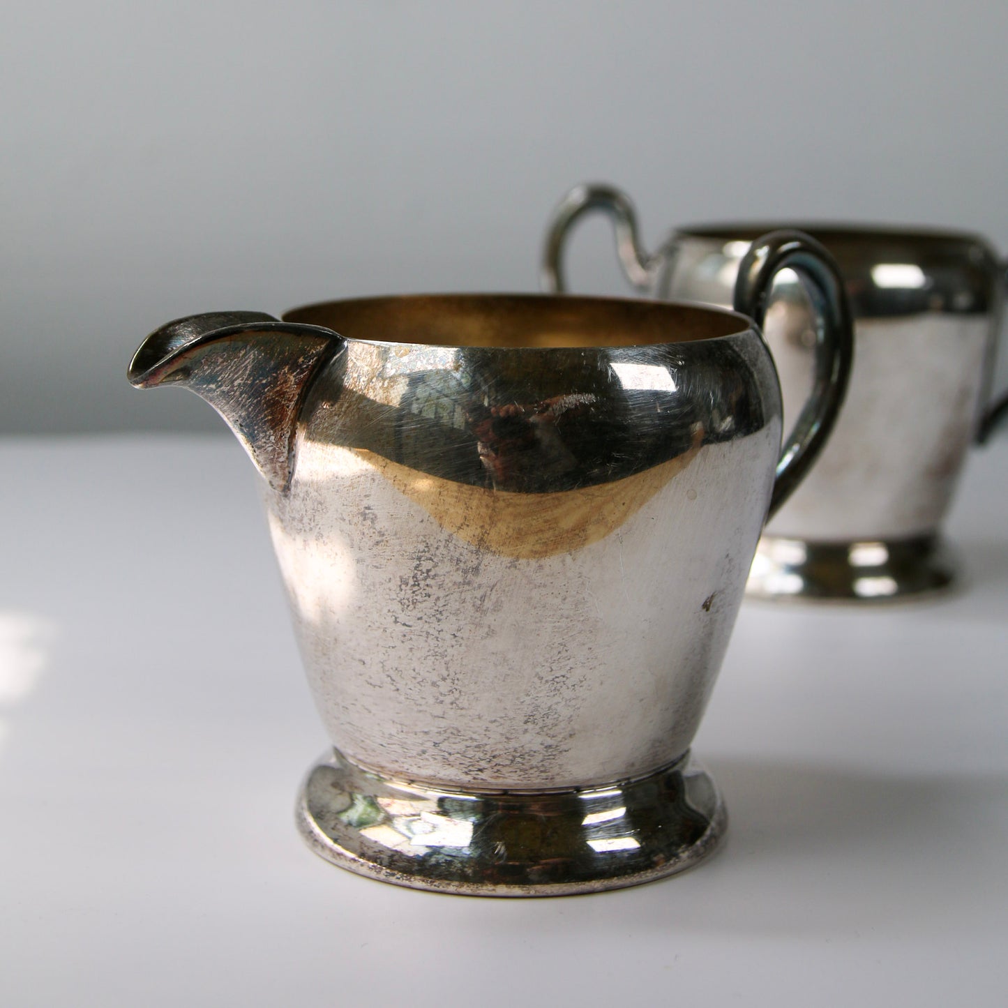 Vintage Silver Creamer and Sugar Bowl Set