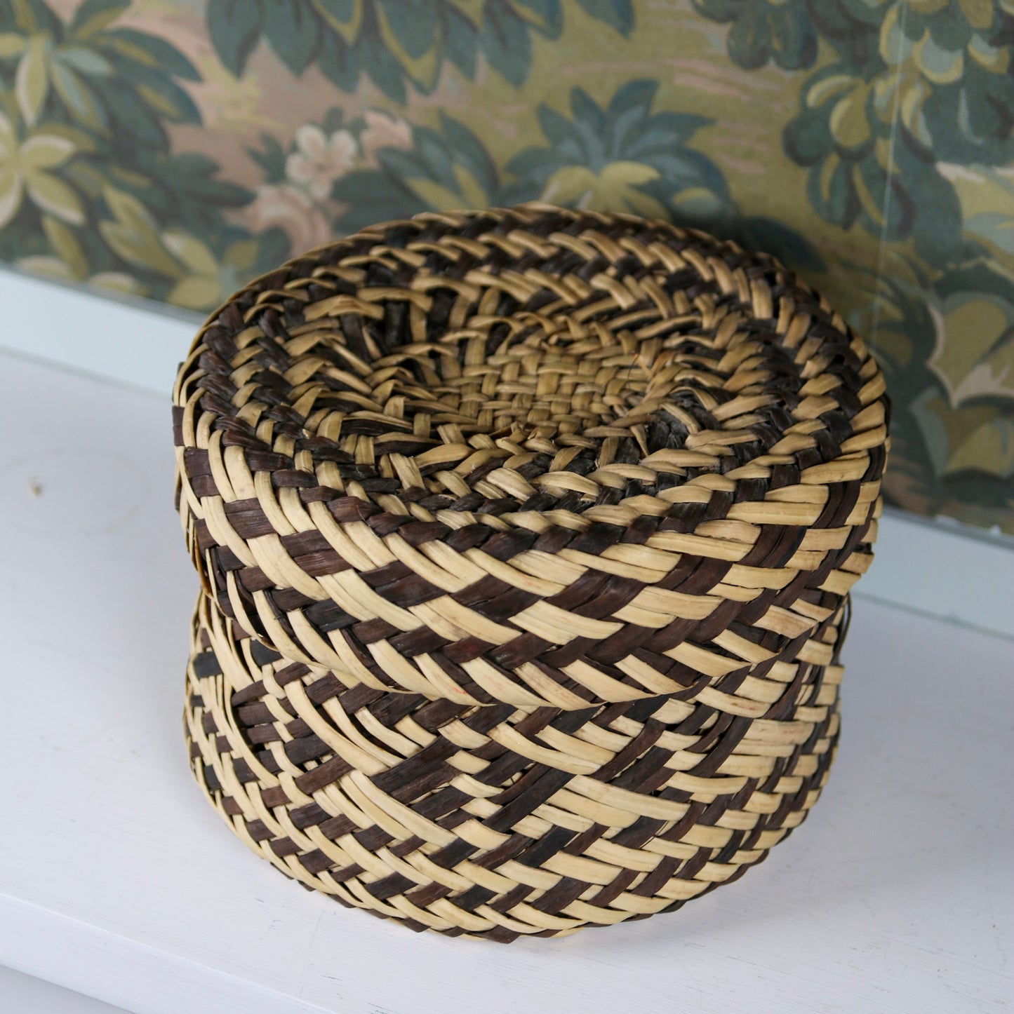 Black & Natural Lidded Basket