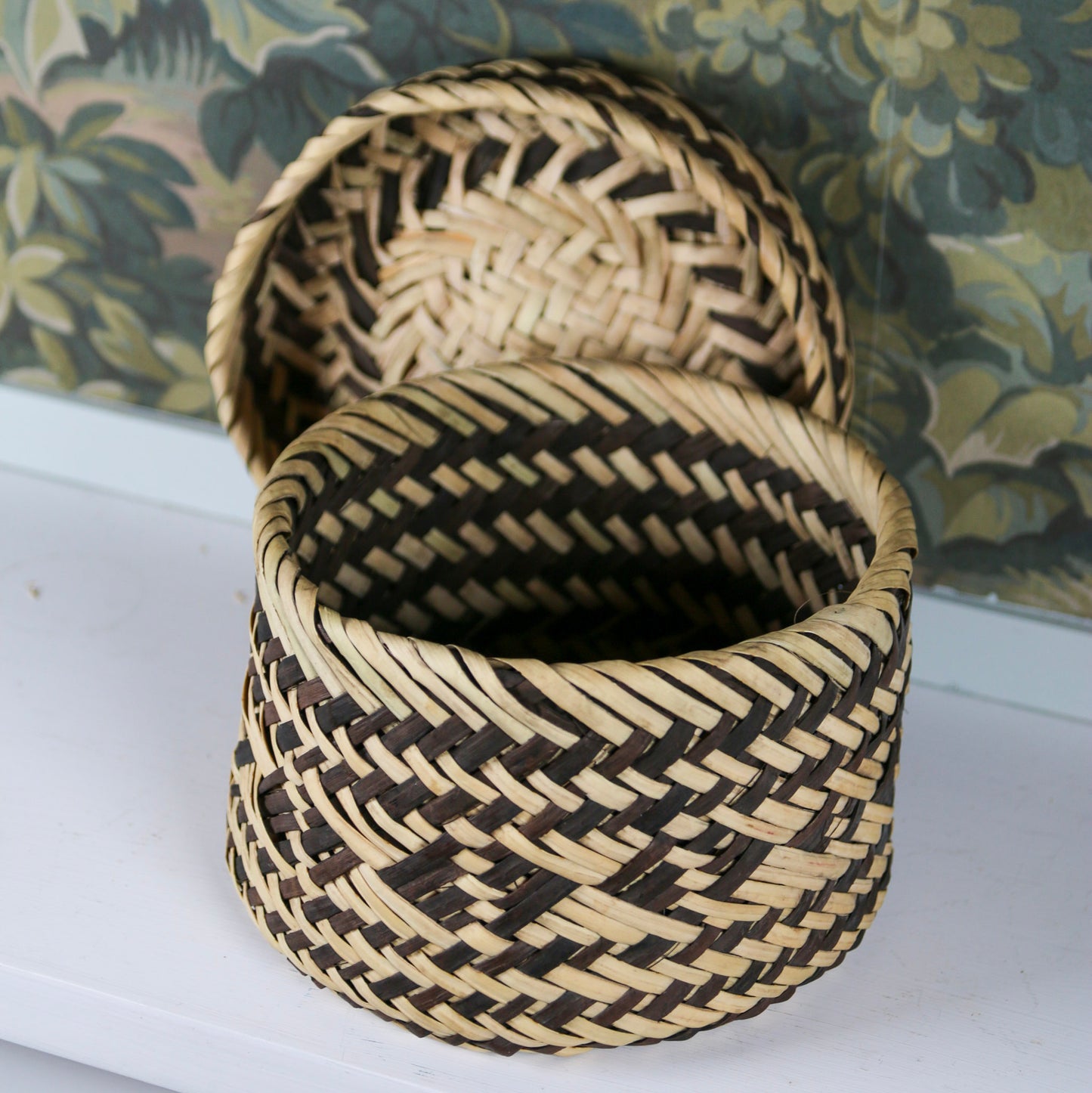Black & Natural Lidded Basket