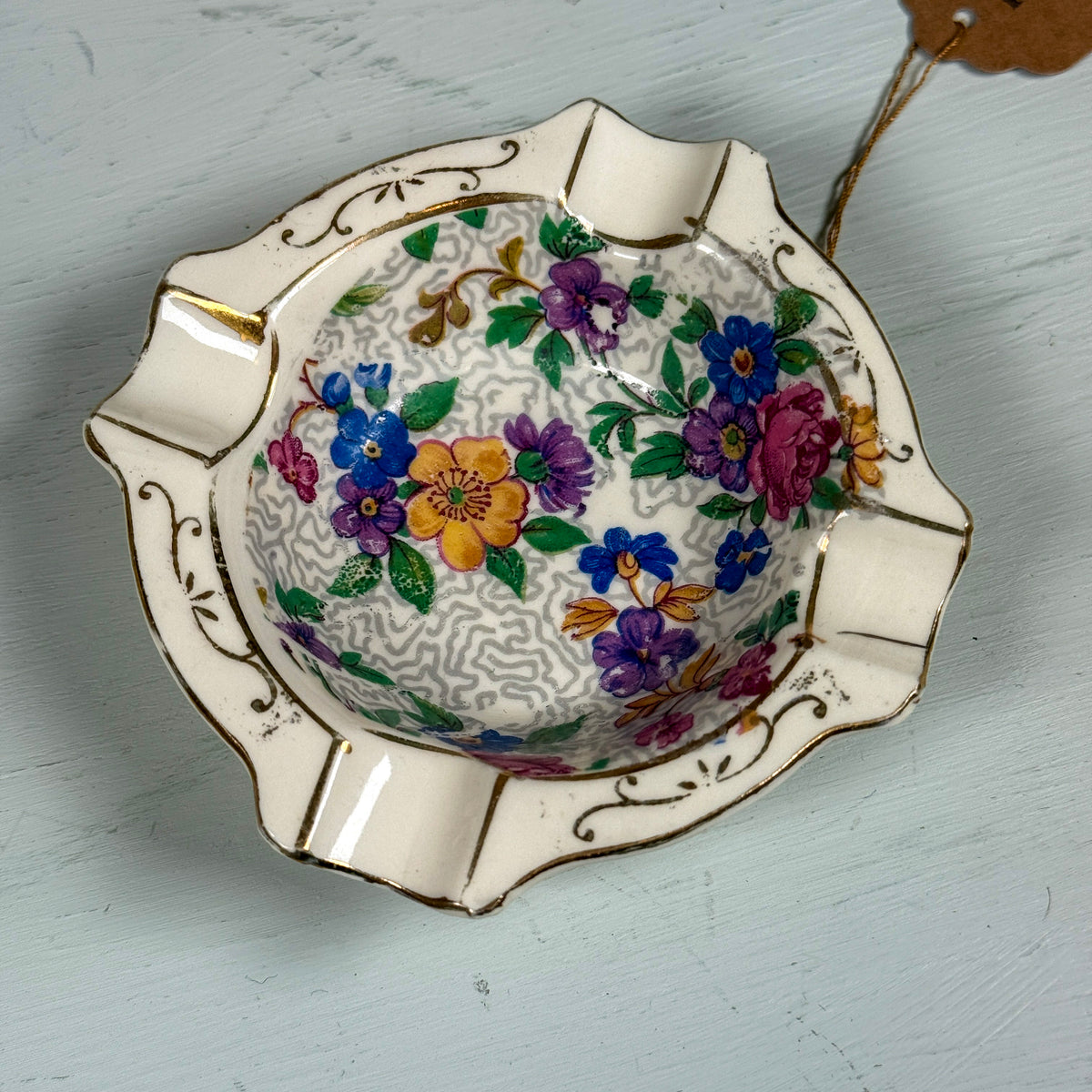Vintage Japanese Floral Mini Ashtray