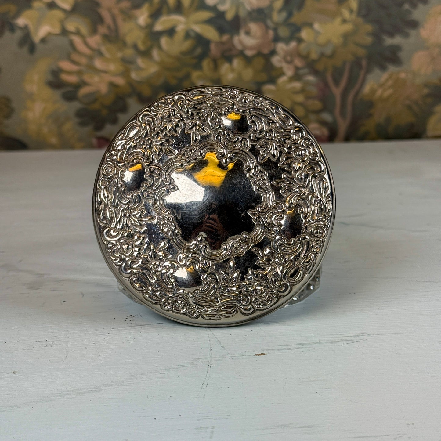 Vintage Crystal & Silver Lidded Trinket Jar