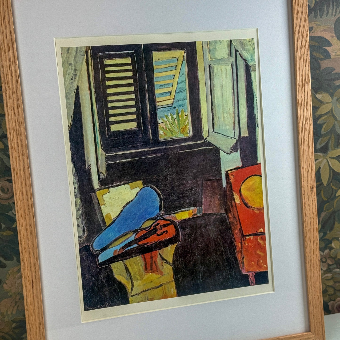 Henri Matisse's 1922 "Interior with Violin" Framed Print