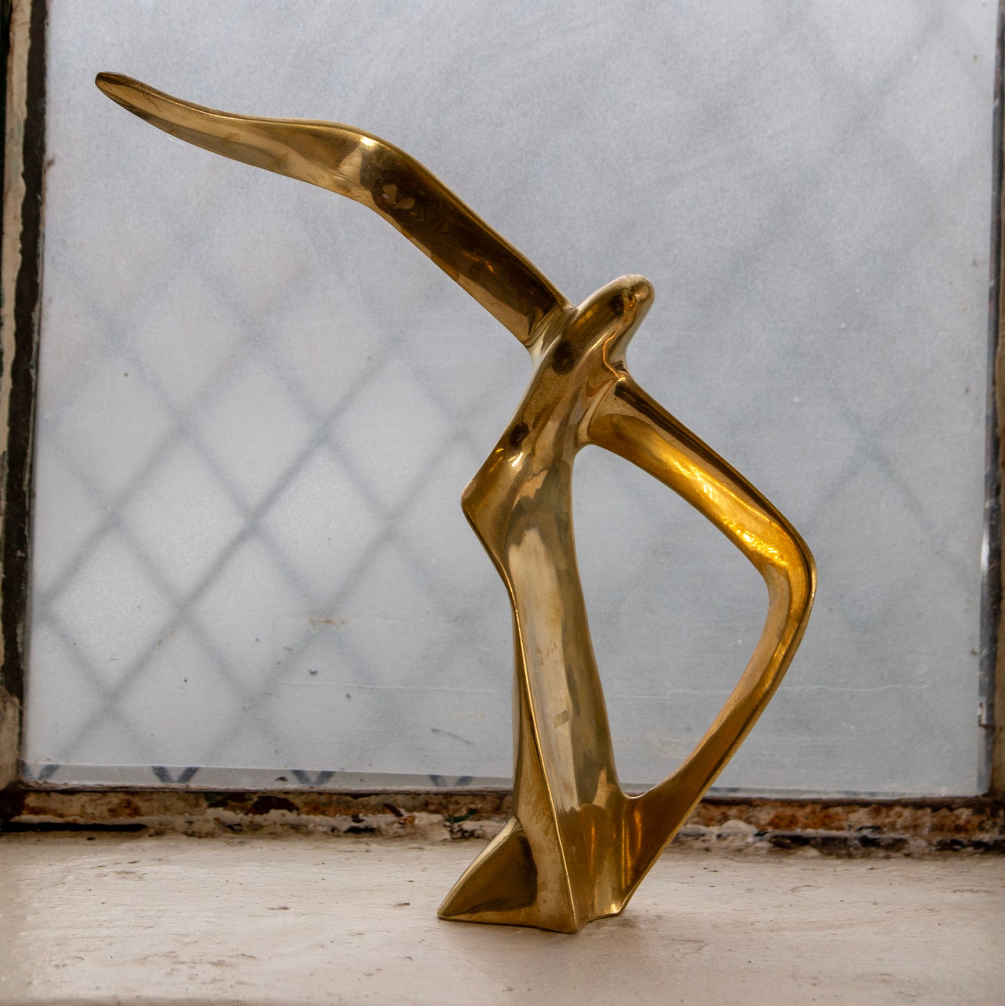 1970s Soaring Brass Seagull Sculpture