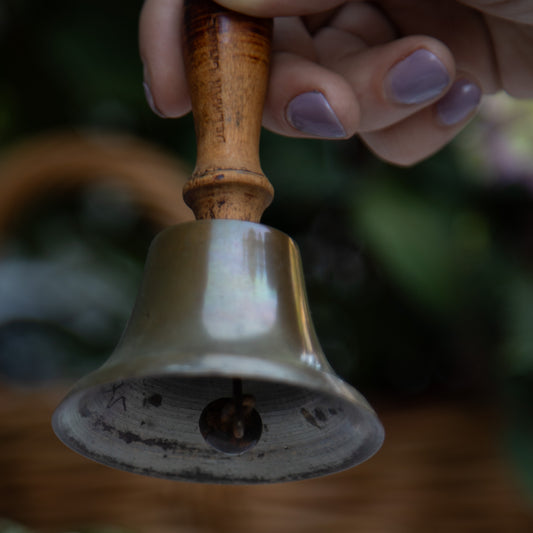 Antique Brass & Wood Hand Bell