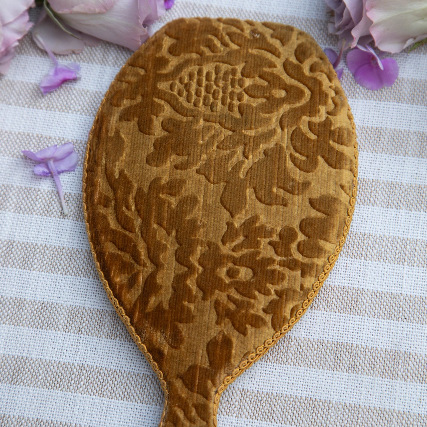 Vintage Velvet Handheld Vanity Mirror
