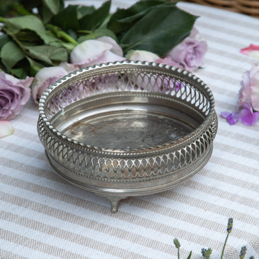 Vintage Silver Wine & Candle Coaster