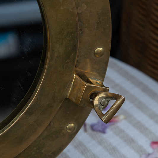 Vintage Brass Porthole Mirror
