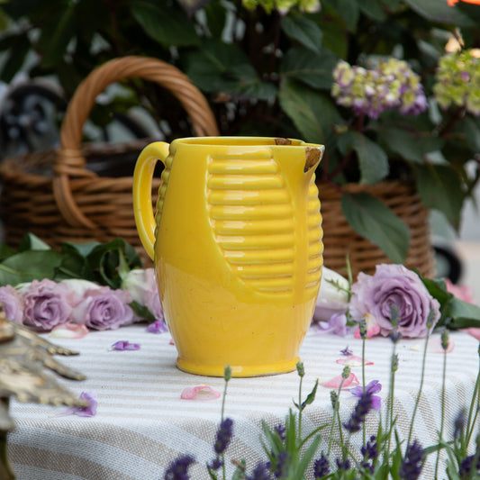 Vintage Yellow Ceramic Pitcher