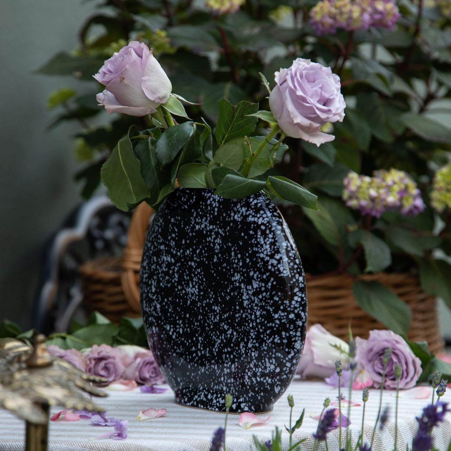 Vintage Flat Round Vase