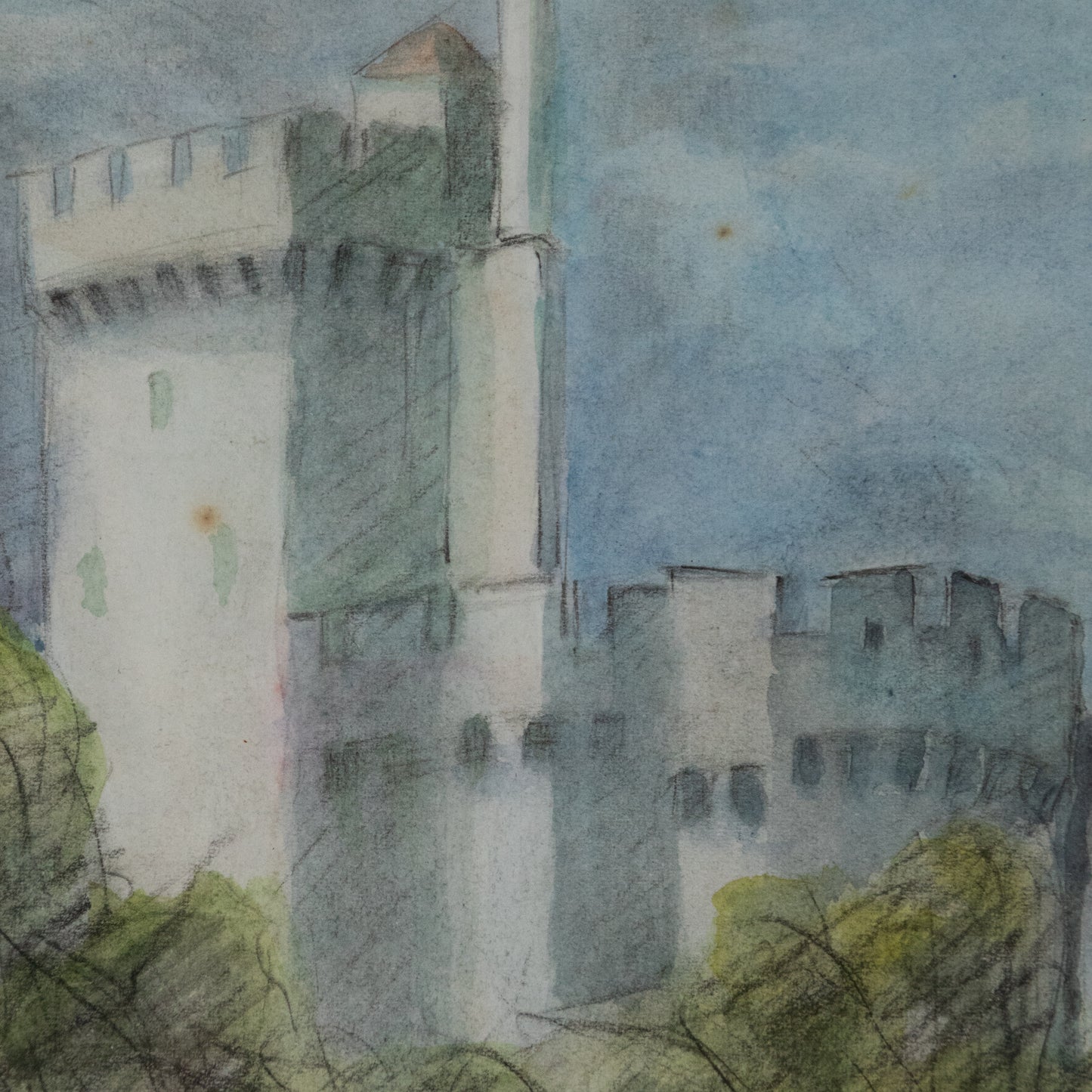 Tower Sketch in Oil Pastels