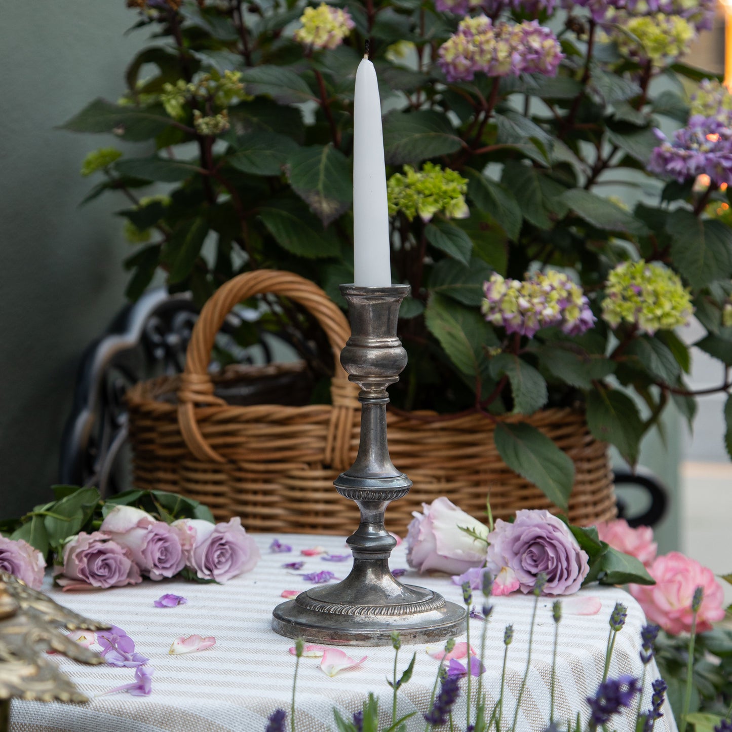Single French Vintage Silver Candlestick