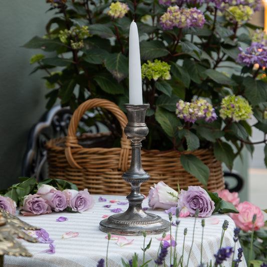 Single French Vintage Silver Candlestick