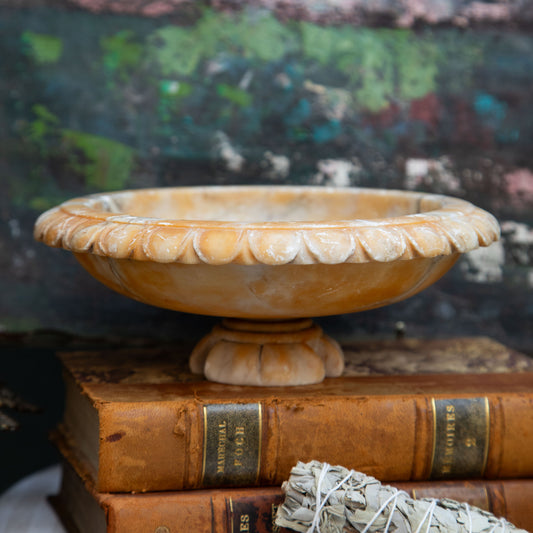 Vintage Alabaster Bird Bath Bowl