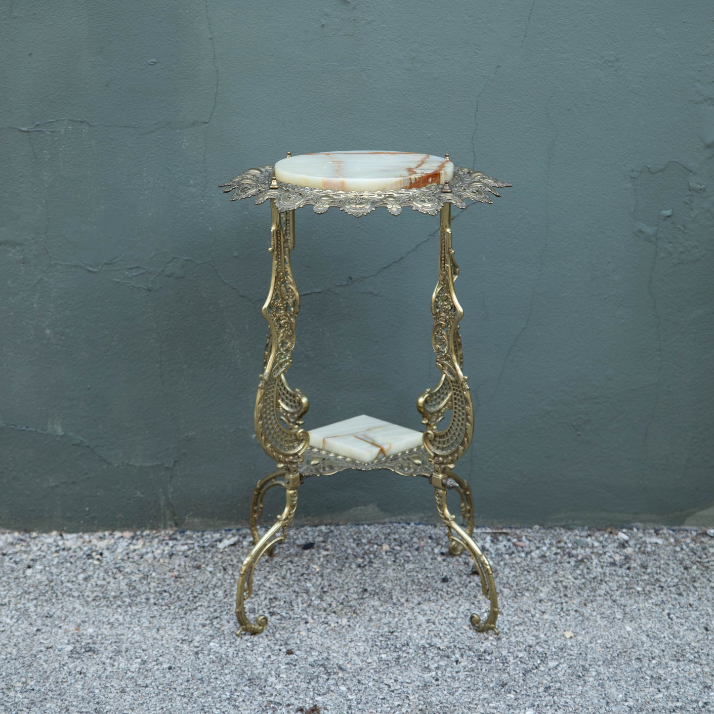 Brass & Onyx Plant Stand