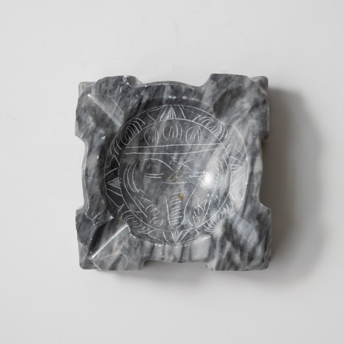 Grey Marble Etched Ashtray