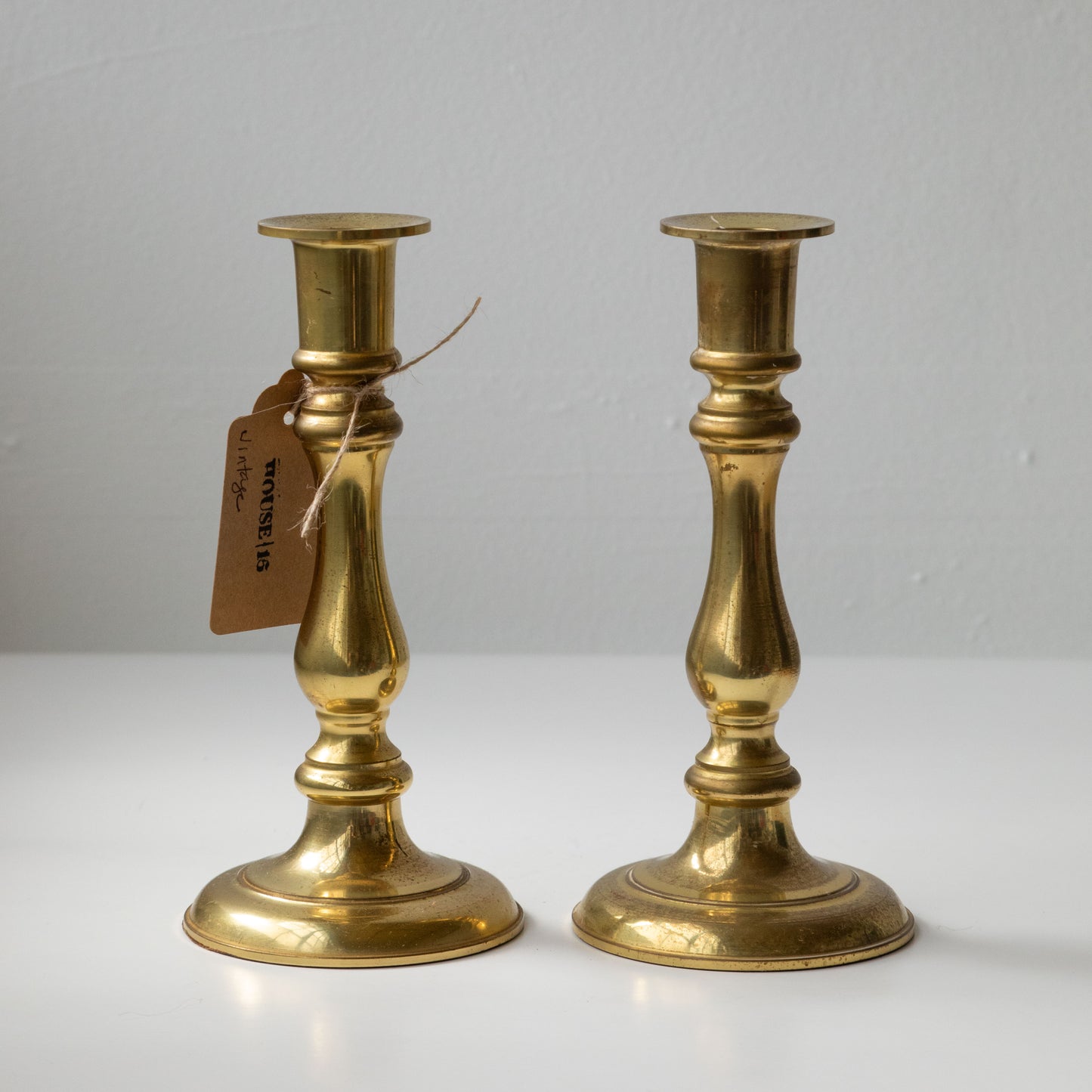 7.5" Round Brass Candlestick Holders