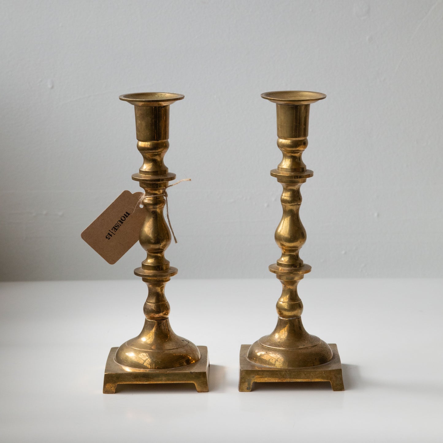 10" Square Brass Candlestick Holders