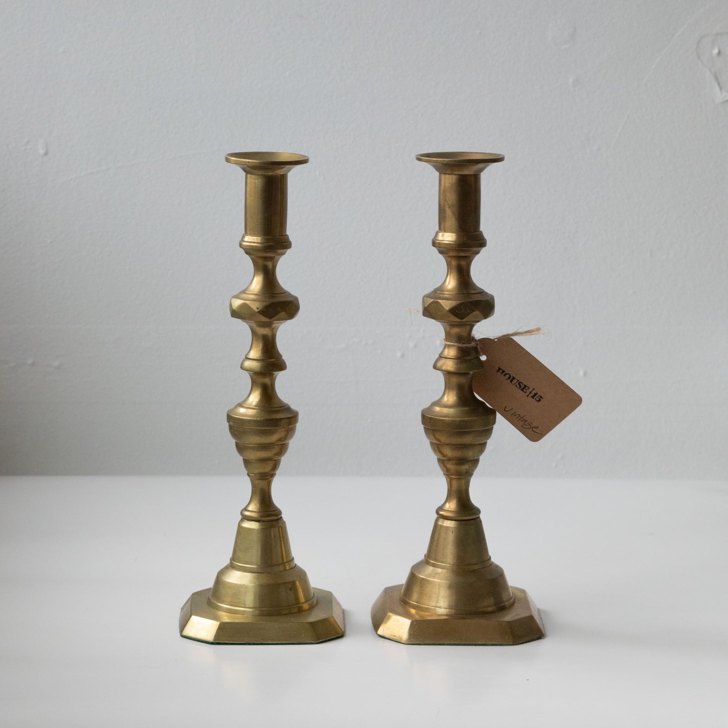 10" Queen Anne Brass Candlestick Holders