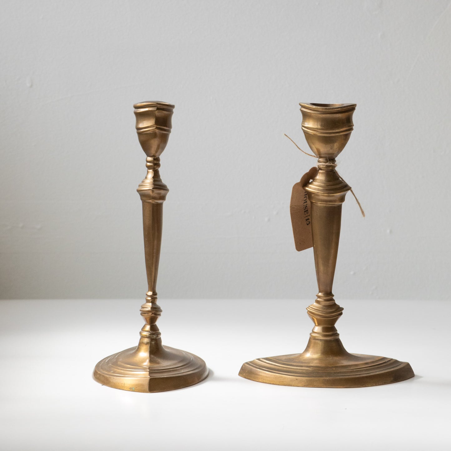 9" Oval Brass Candlestick Holders