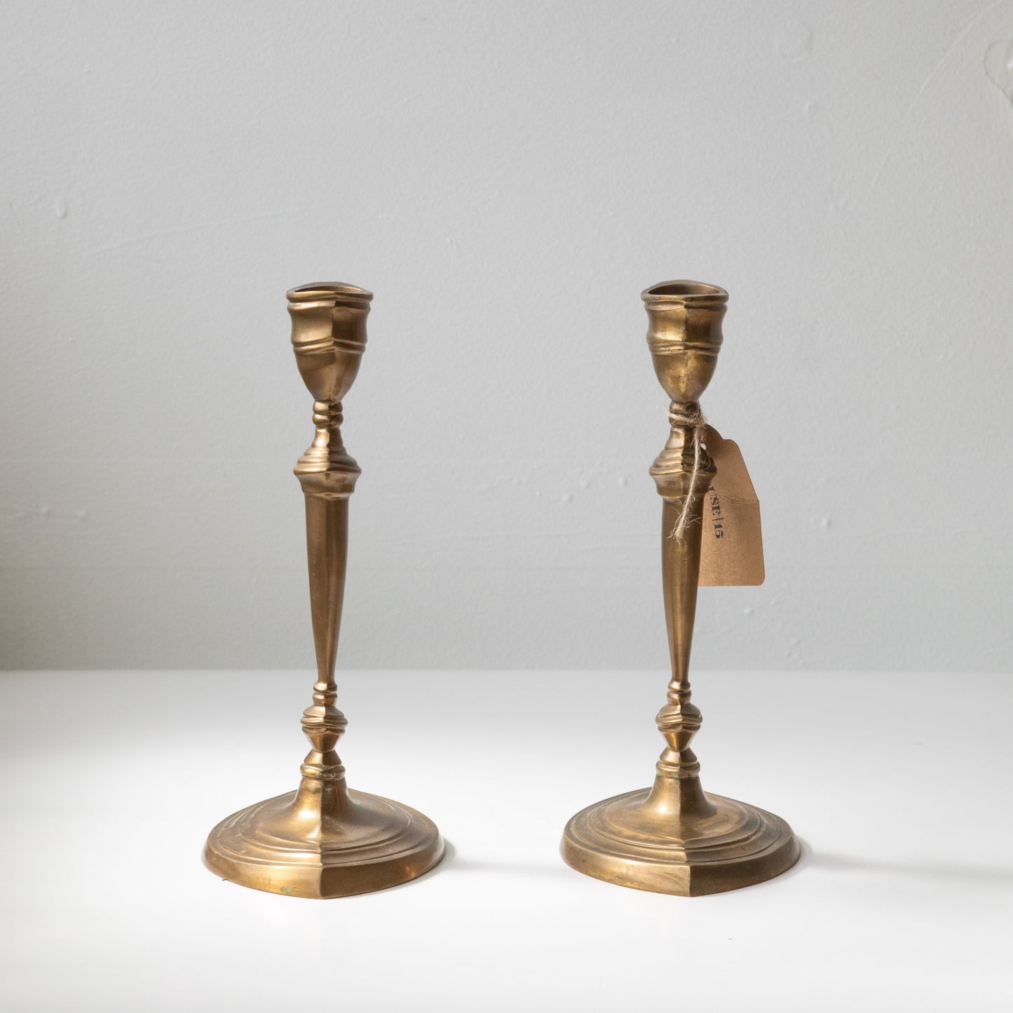 9" Oval Brass Candlestick Holders