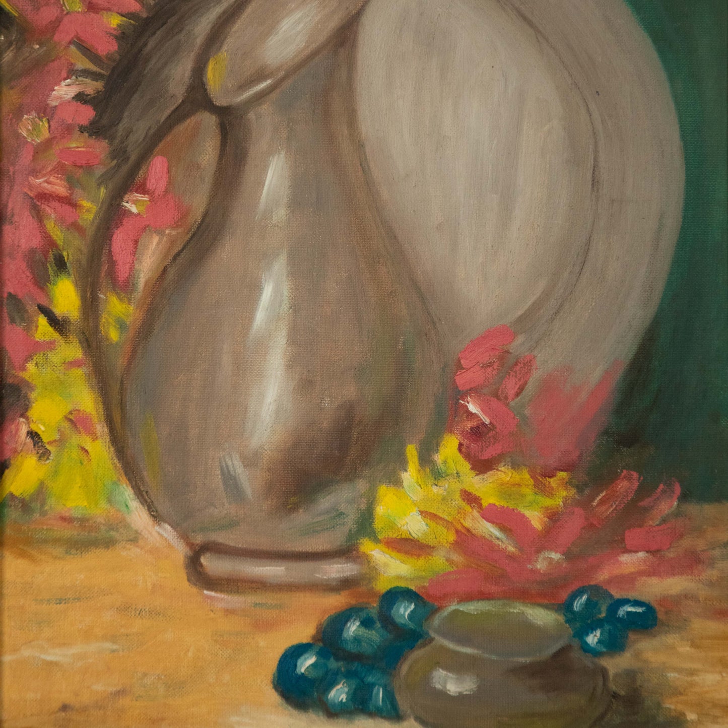 “Mid Century Medley” Vintage Jug and Plate Still Life Oil Painting