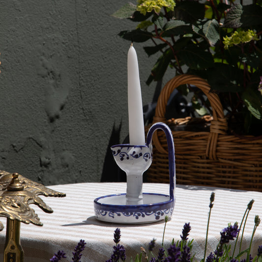 Handmade Blue & White Candlestick Holder