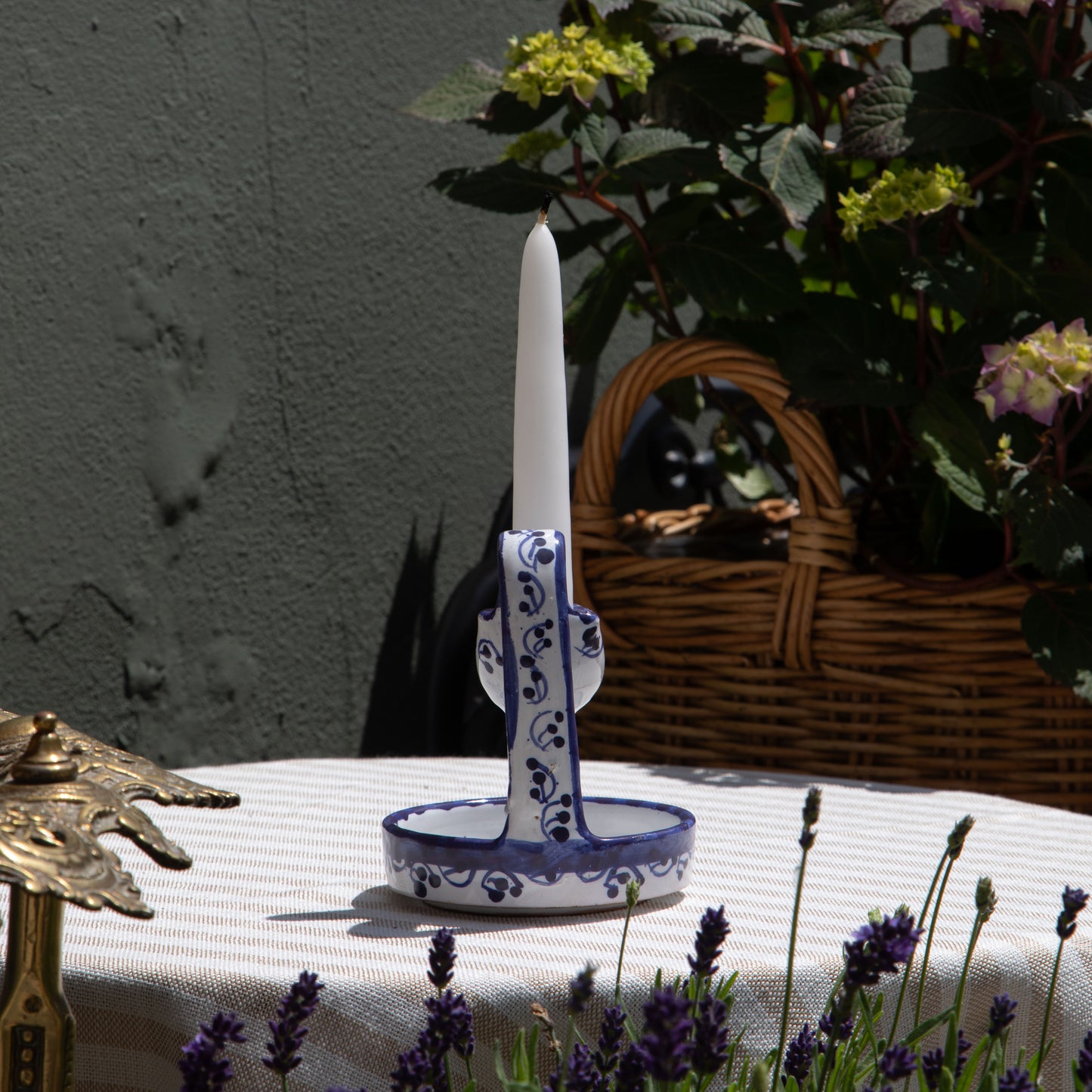 Handmade Blue & White Candlestick Holder