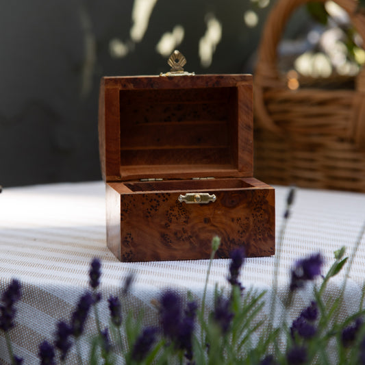 Vintage Burl Wood Trinket Chest