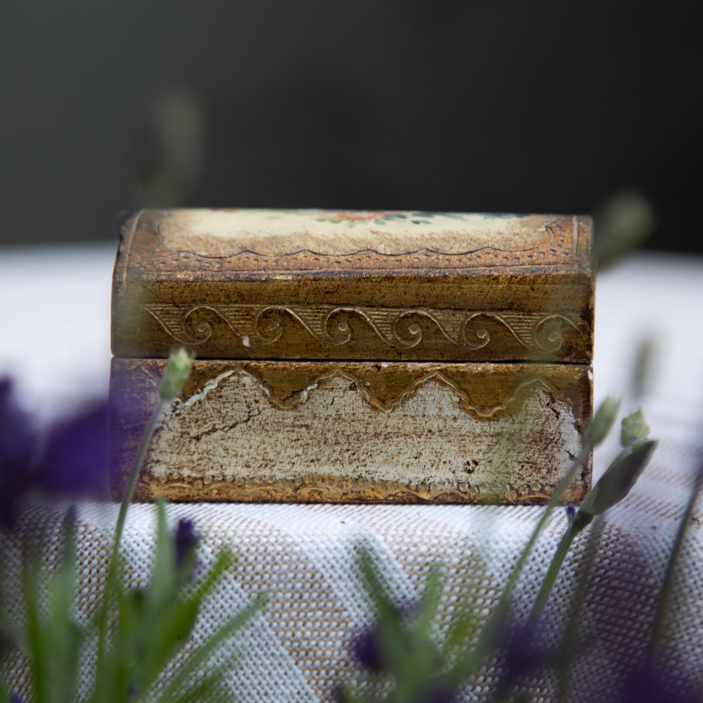 Gilt Wood Vintage Jewelry Box