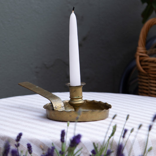 Vintage Etched Brass Chamberstick Candle Holder