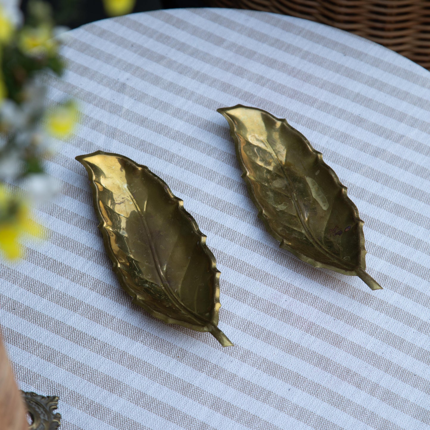 Vintage Brass Tabacco Leaf Dish