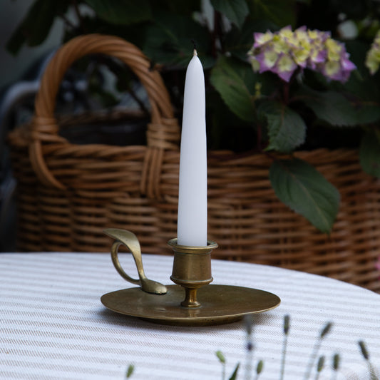 Brass Flat Chamberstick Candle Holder