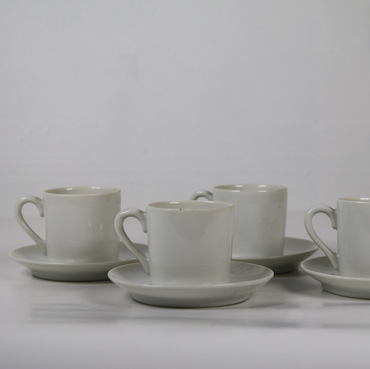 White Porcelain Espresso Cup & Saucers, set of 4