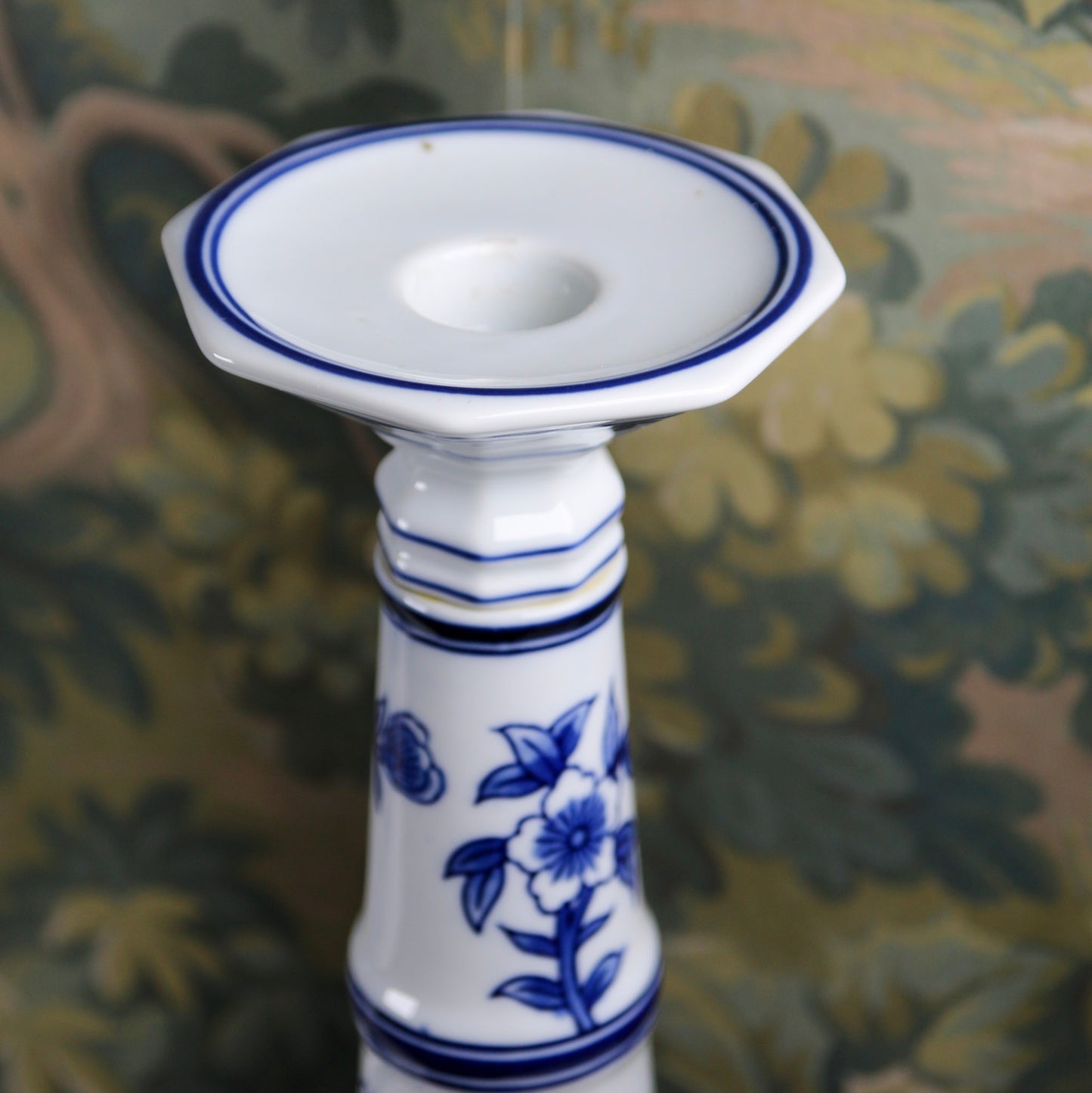 13” Ceramic Blue & White Candlesticks
