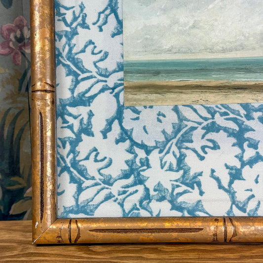 Framed Vintage Ocean Print with Fabric Matting